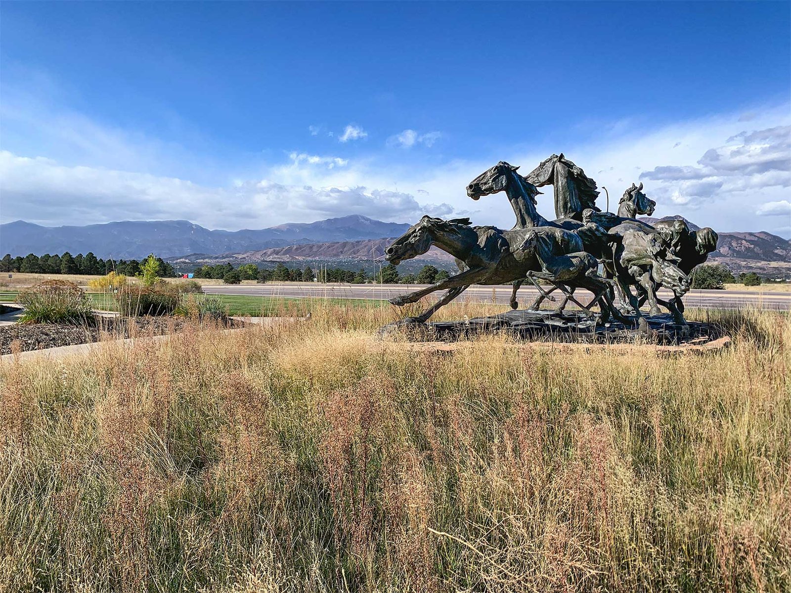 Briargate horse sculptures in Colorado Springs, Colorado