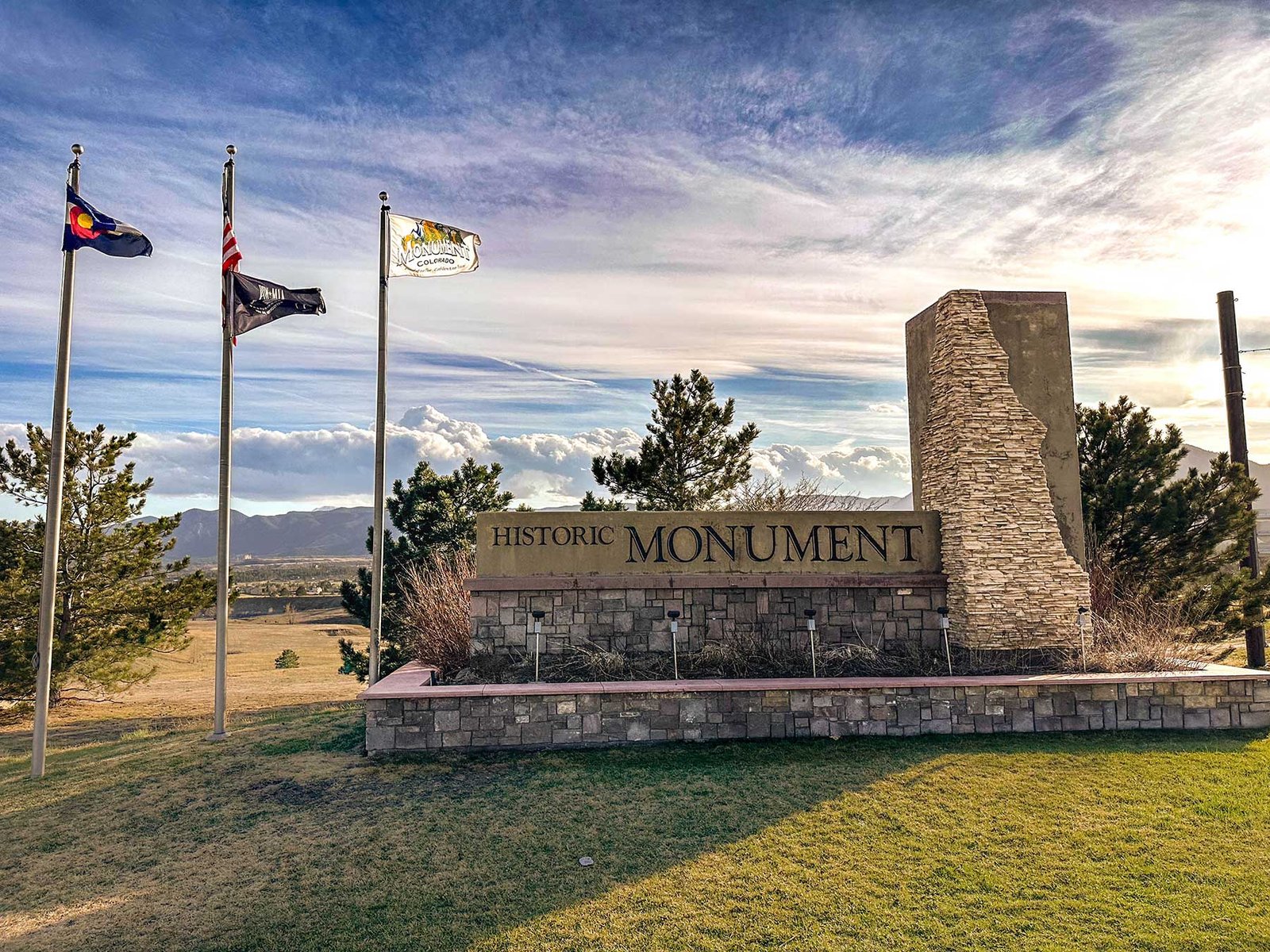 Town of Monument entrance sign in the Tri-Lakes area
