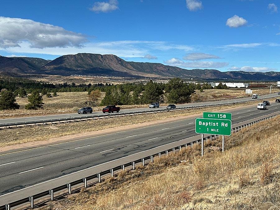 Baptist Road exit and commercial corridor near Monument Colorado