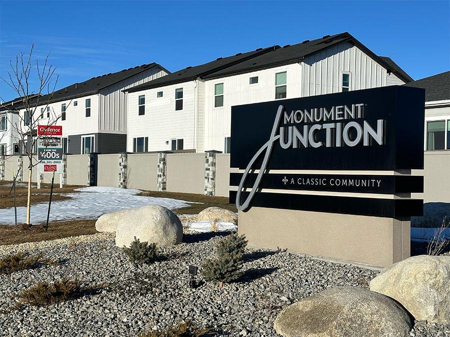 New construction homes in Monument Junction in Monument, Colorado.
