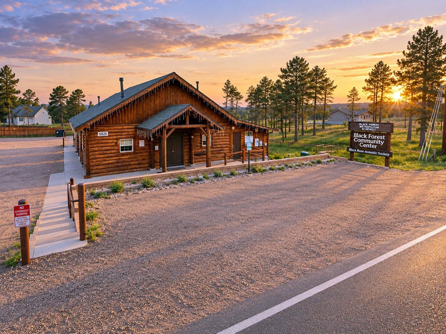 Black Forest Community Center at sunset in Colorado