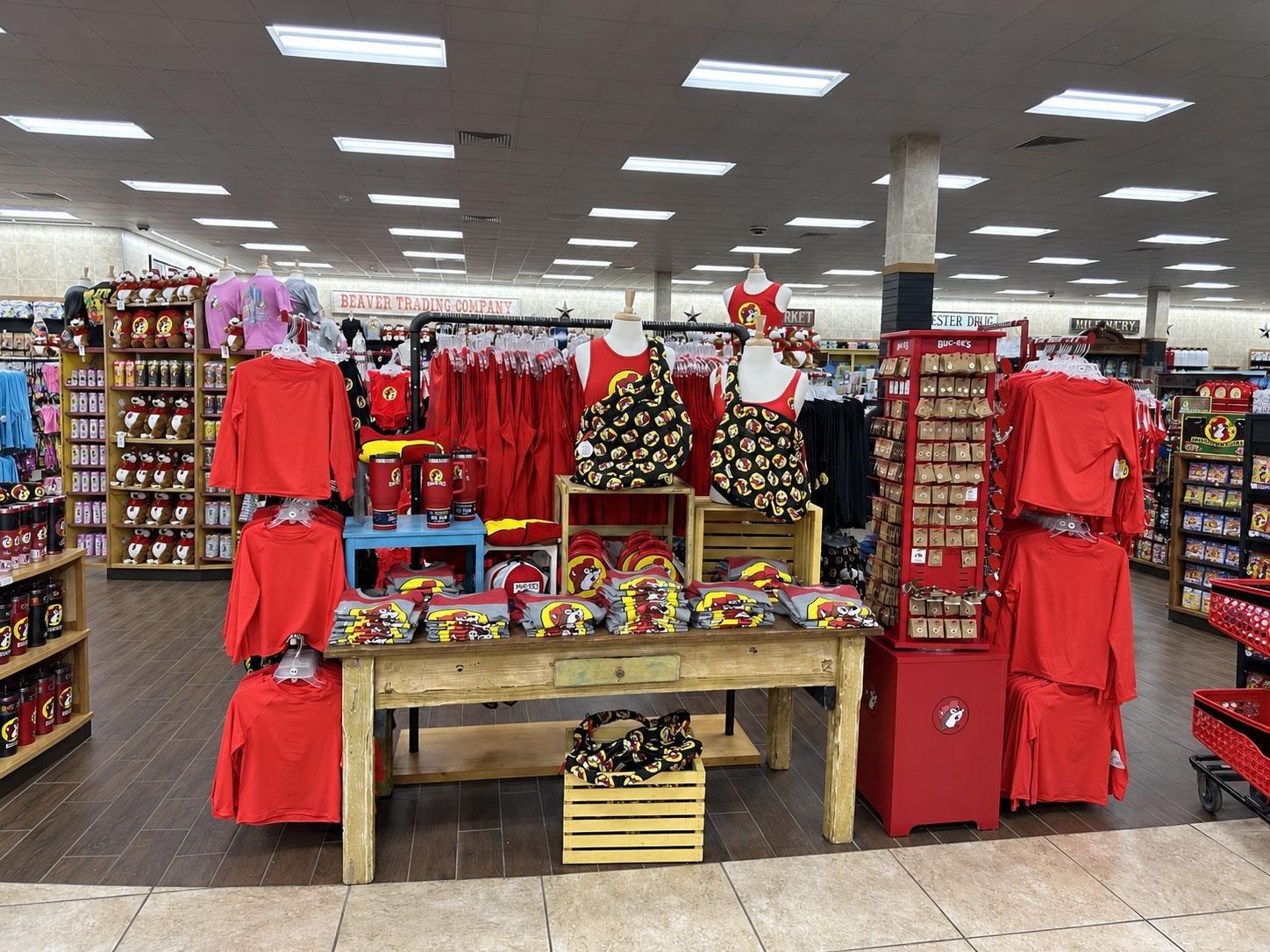 Buc-ee's Beaver Trading Company merchandise display