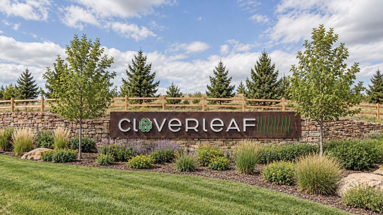 Cloverleaf entrance sign