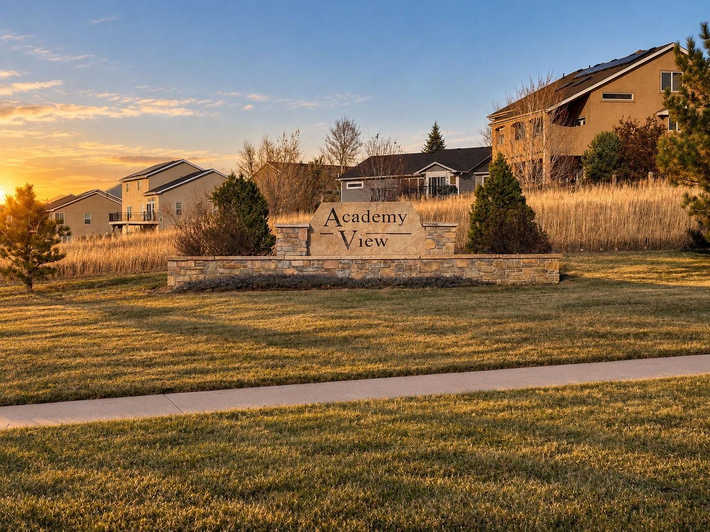 Academy View at Jackson Creek neighborhood entrance in Monument Colorado