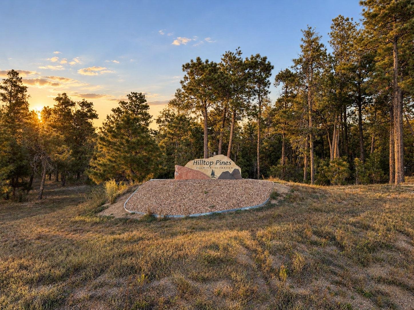 Hilltop Pines neighborhood entrance in the Monument Colorado area