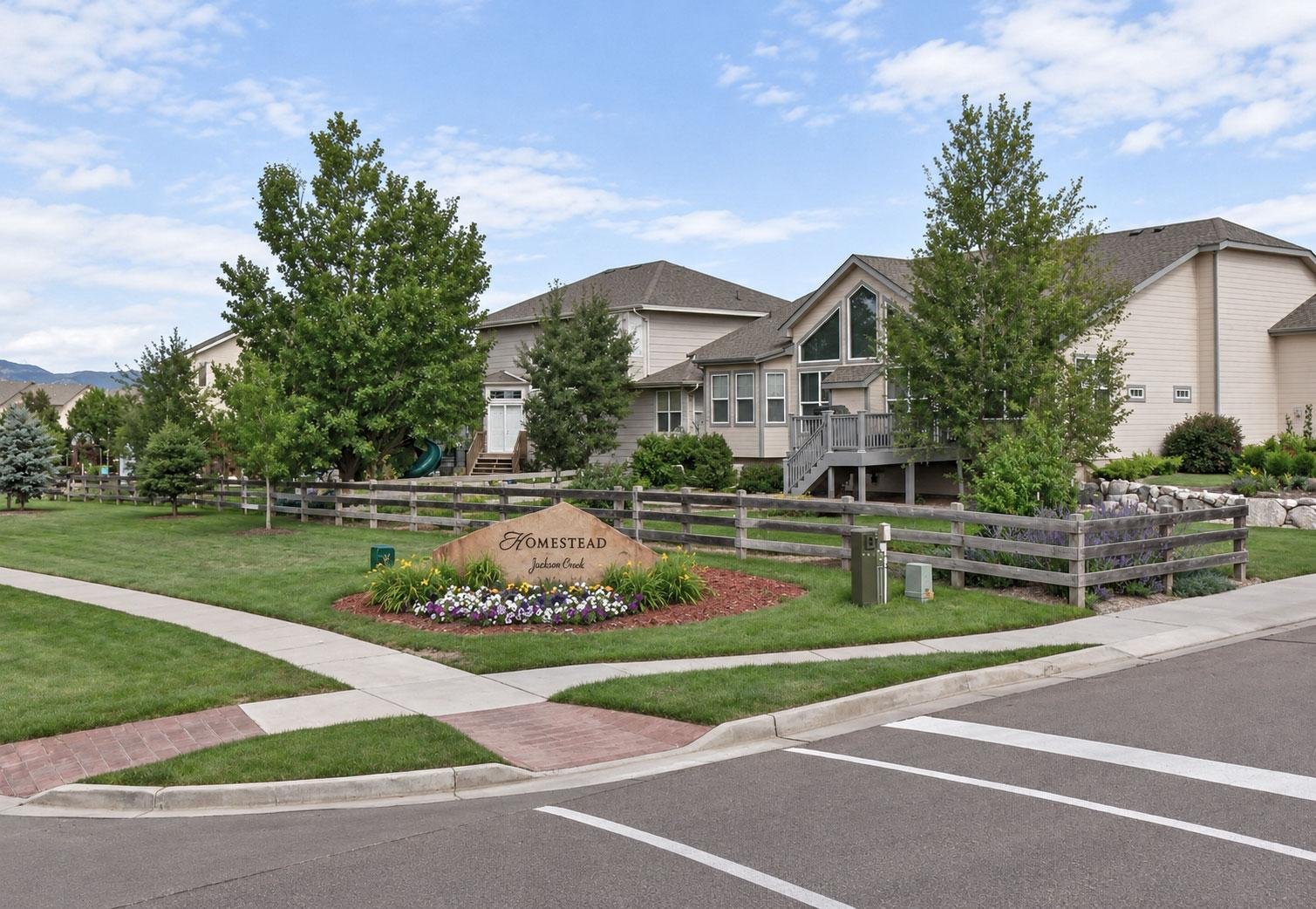 Homestead at Jackson Creek neighborhood entrance in Monument Colorado