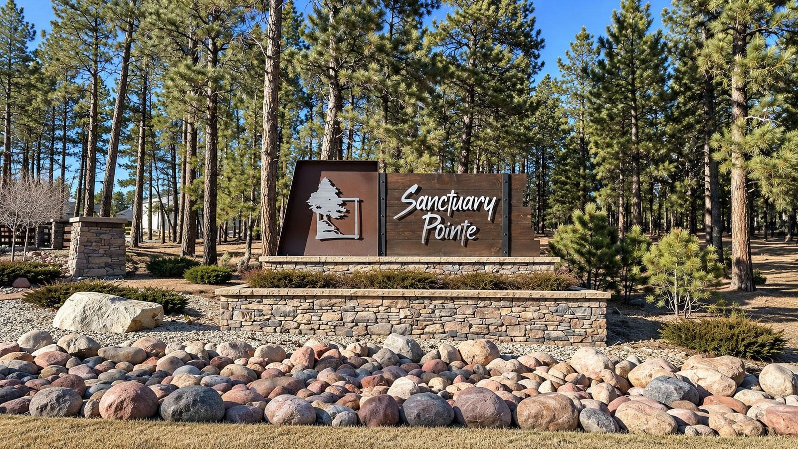 Sanctuary Pointe neighborhood entrance in the Monument Colorado area